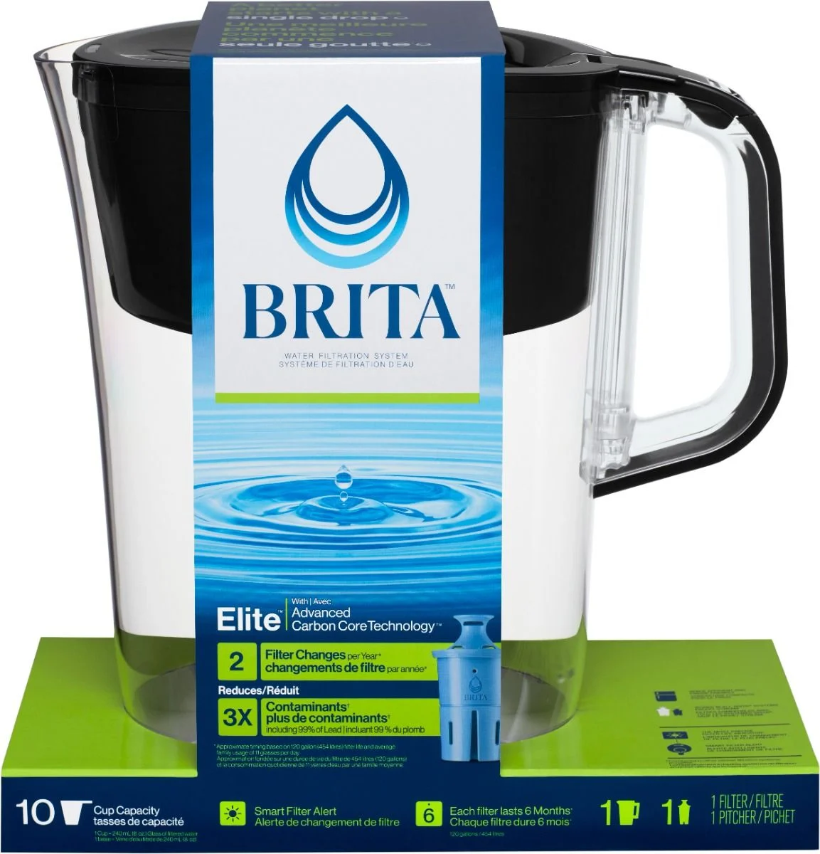 Brita Tahoe Water Pitcher with Elite Filter - Black - Image 2