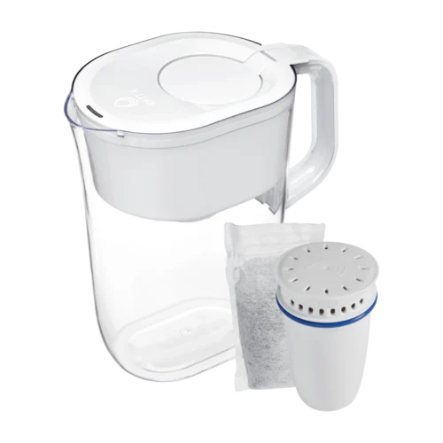 Brita Refillable Water Filtration System with White Tahoe Water Pitcher and 1 Refillable Filter - White