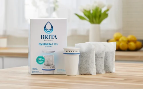 Brita Refillable Water Filtration Starter Kit with 1 Reusable Filter Shell and 3 Filter Refills - 3 filters